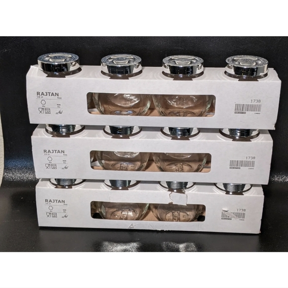 3PKS IKEA RAJTAN 5 oz Clear Glass Spice Herb Jars With Silver Lids - Picture 6 of 7